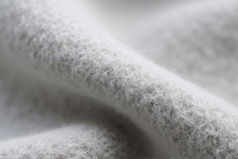 Close-up of grey wool flannel fabric