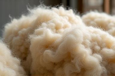 Raw wool fibers being prepared