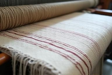 Fabric being woven on a loom